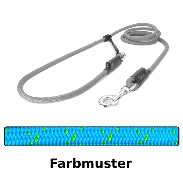 EASYLONG Hundeleine - L - 3m - blau mit grünen Stichen